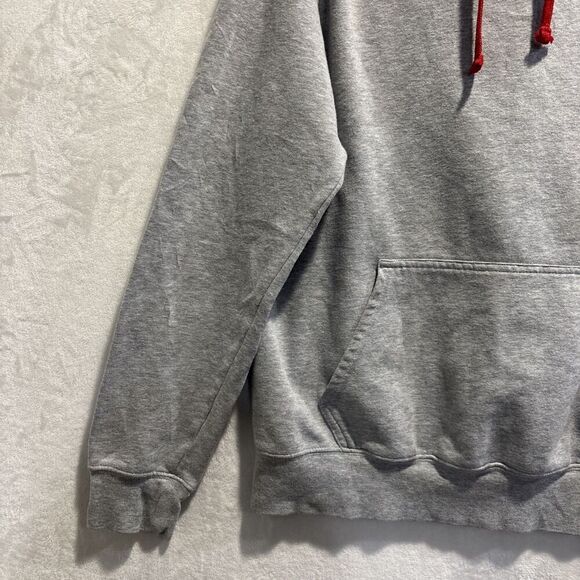 The North Face Men's Size Medium Gray Red Hoodie Sweatshirt Fleece Logo Outdoor - Picture 2 of 16